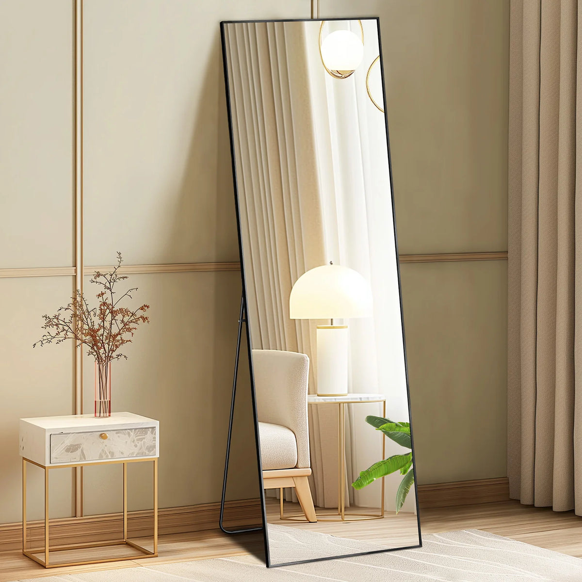 Full Length Wall Mirror with Aluminum Frame