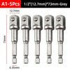 Hex Shank Socket Adapter Set for Power Drills (1/4, 3/8, 1/2 Inch)