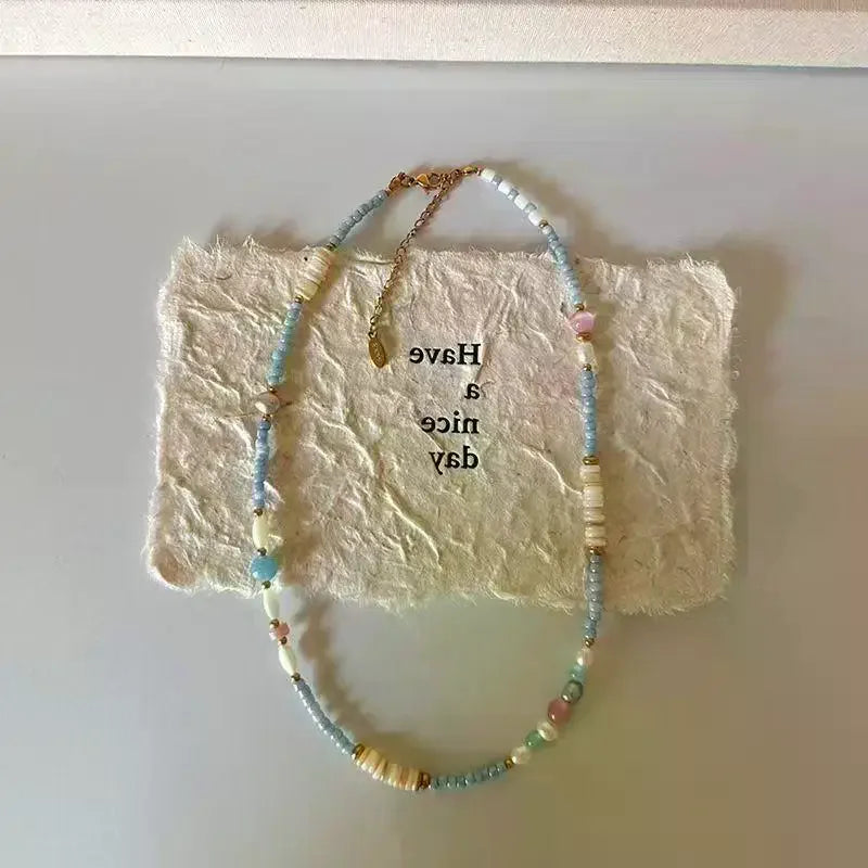 Natural Stone and Pearl Collar Necklace