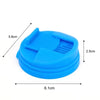 A blue reusable leakproof can cover designed to fit standard soda cans.