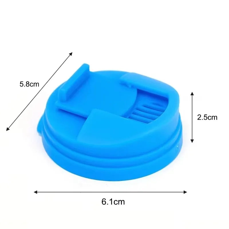 A blue reusable leakproof can cover designed to fit standard soda cans.