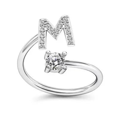 Initial Letter Ring with Zircon Accent