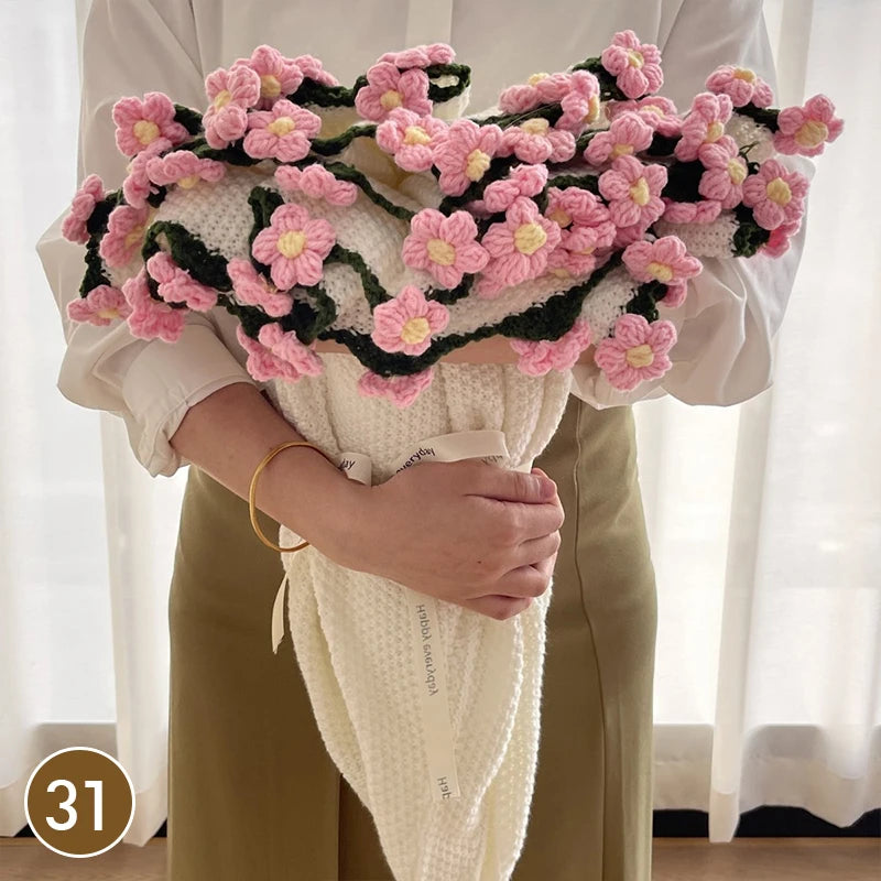 Hand Knitted Rose Bouquet Throw Blanket