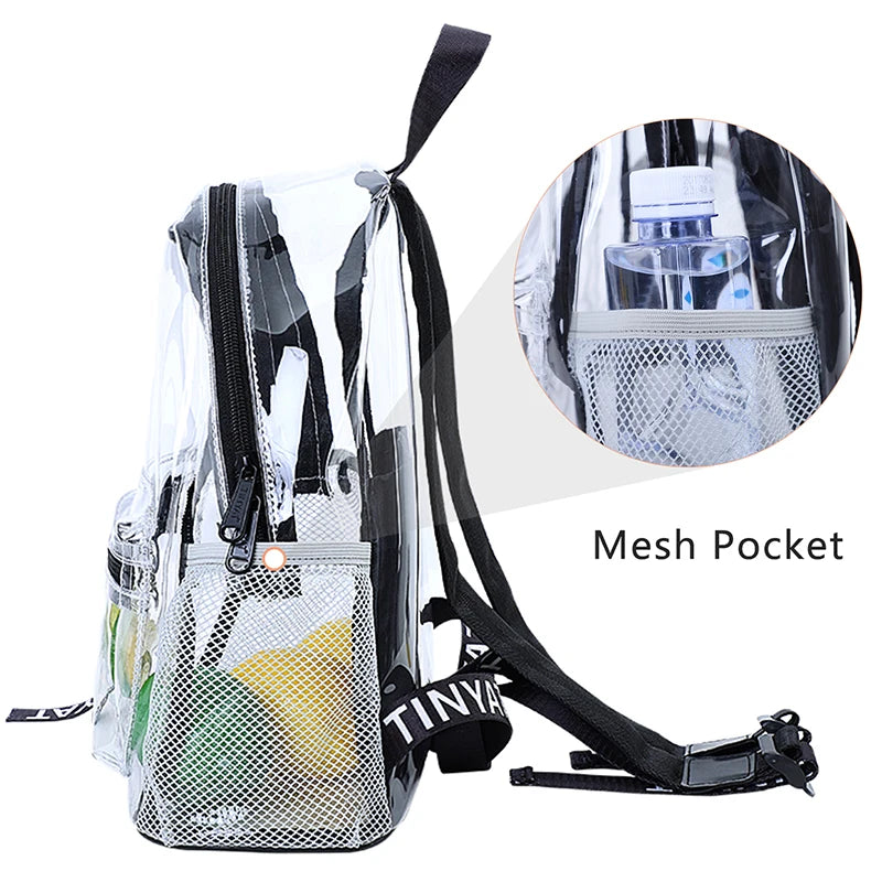 Clear Transparent Backpack for Women – Durable PVC Travel & School Bag