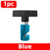 A blue universal metal hood lift support clip with a black top and silver threaded base.