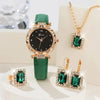 Elegante Quarzuhr mit Strassbesatz und Lederarmband