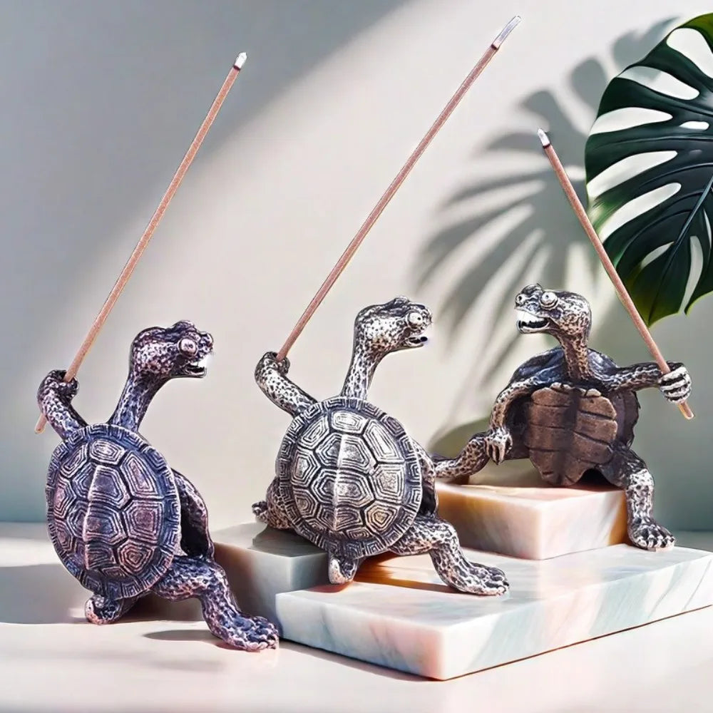 Antique Metal Turtle Incense Holder – Decorative Candle & Stick Holder