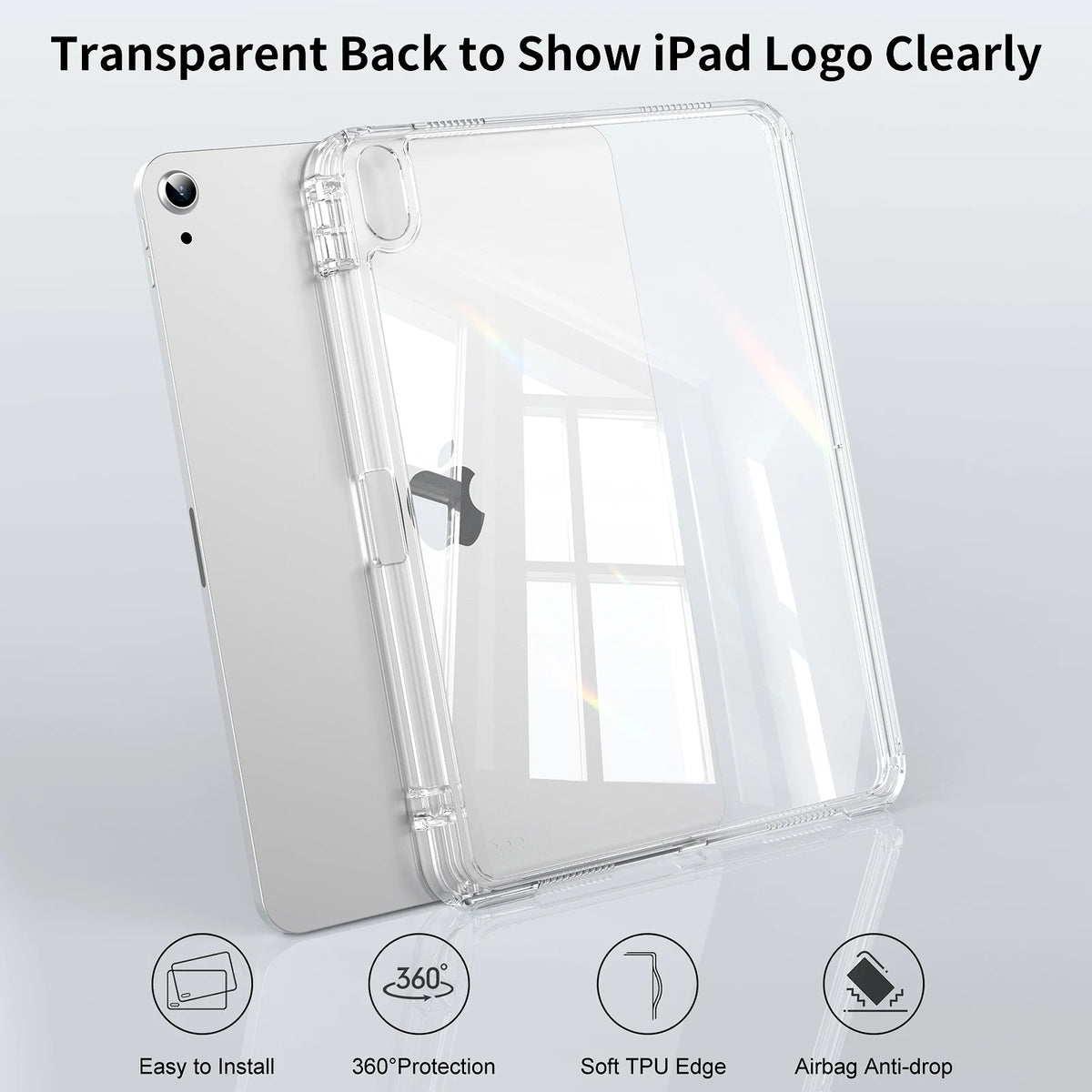 Clear Hard Back Case for iPad with Detachable Sliding Cover