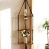 Triangle Wood Floating Wall Shelf with Macrame Rope