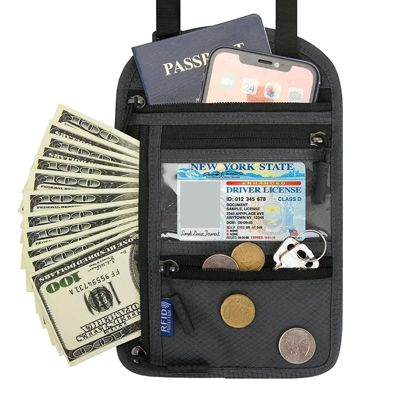 RFID Blocking Neck Wallet for Travel