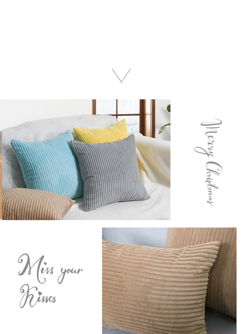 Soft Corduroy Striped Throw Pillow Cover