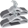 A set of five anti-slip heavy-duty plastic hangers with rotating hooks in silver and gray.