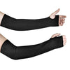 Black cut-resistant arm sleeves worn on the forearm and hand.