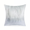 A square decorative pillow cover made of silver and gold sequin fur.