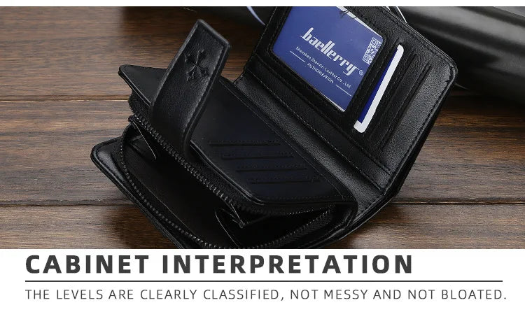 Vintage PU Leather Zipper Wallet for Men