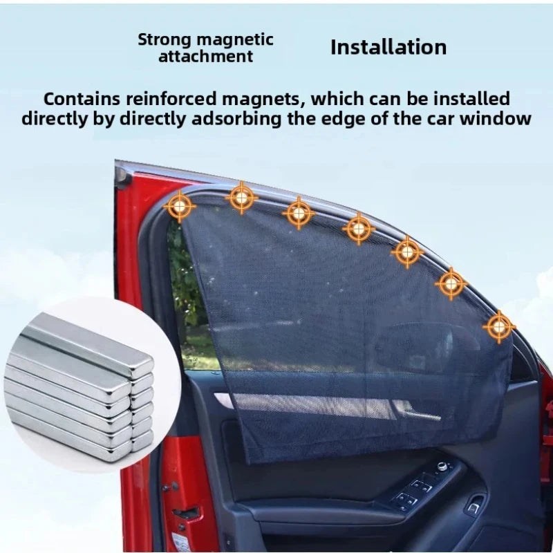 Magnetic Mesh Car Window Sunshade Set – UV Protection & Privacy