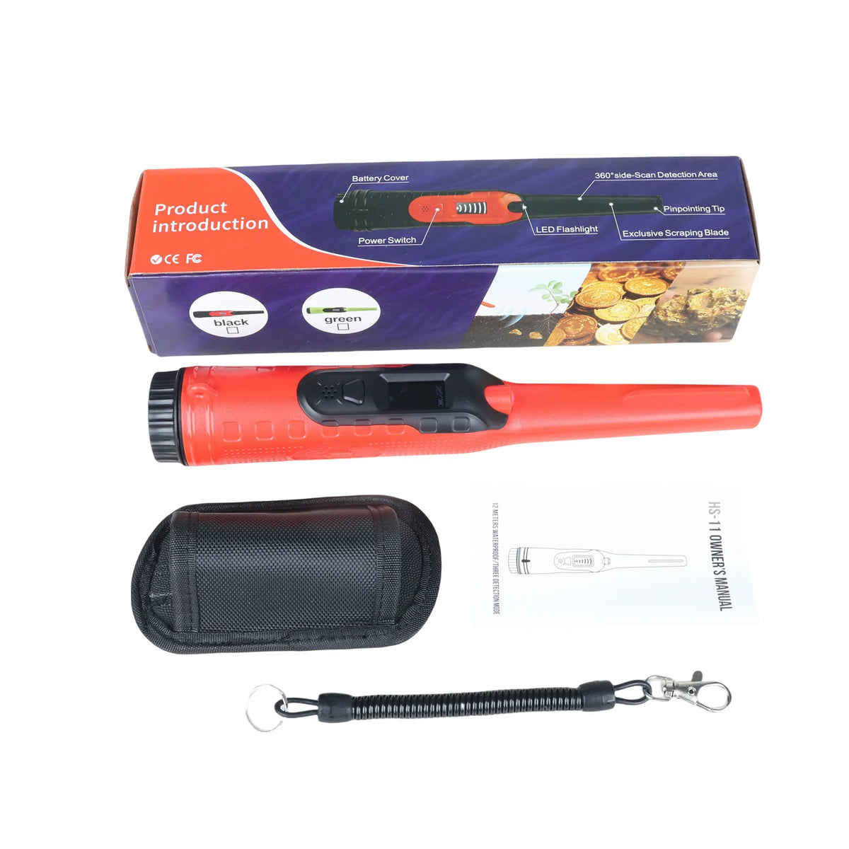 IP68 Waterproof Pinpointer Metal Detector with LED Flashlight