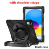Black shockproof case with shoulder straps and stand for an iPad