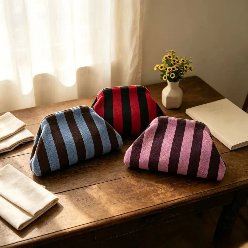Striped Knit Tote Bag - Casual & Spacious Handbag