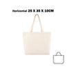 A beige canvas shopping tote bag with handles shown flat.