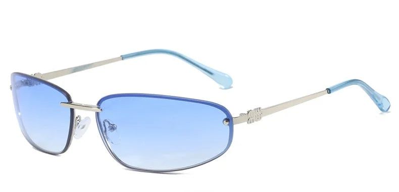 Oval Frameless Sunglasses with Gradient Lenses