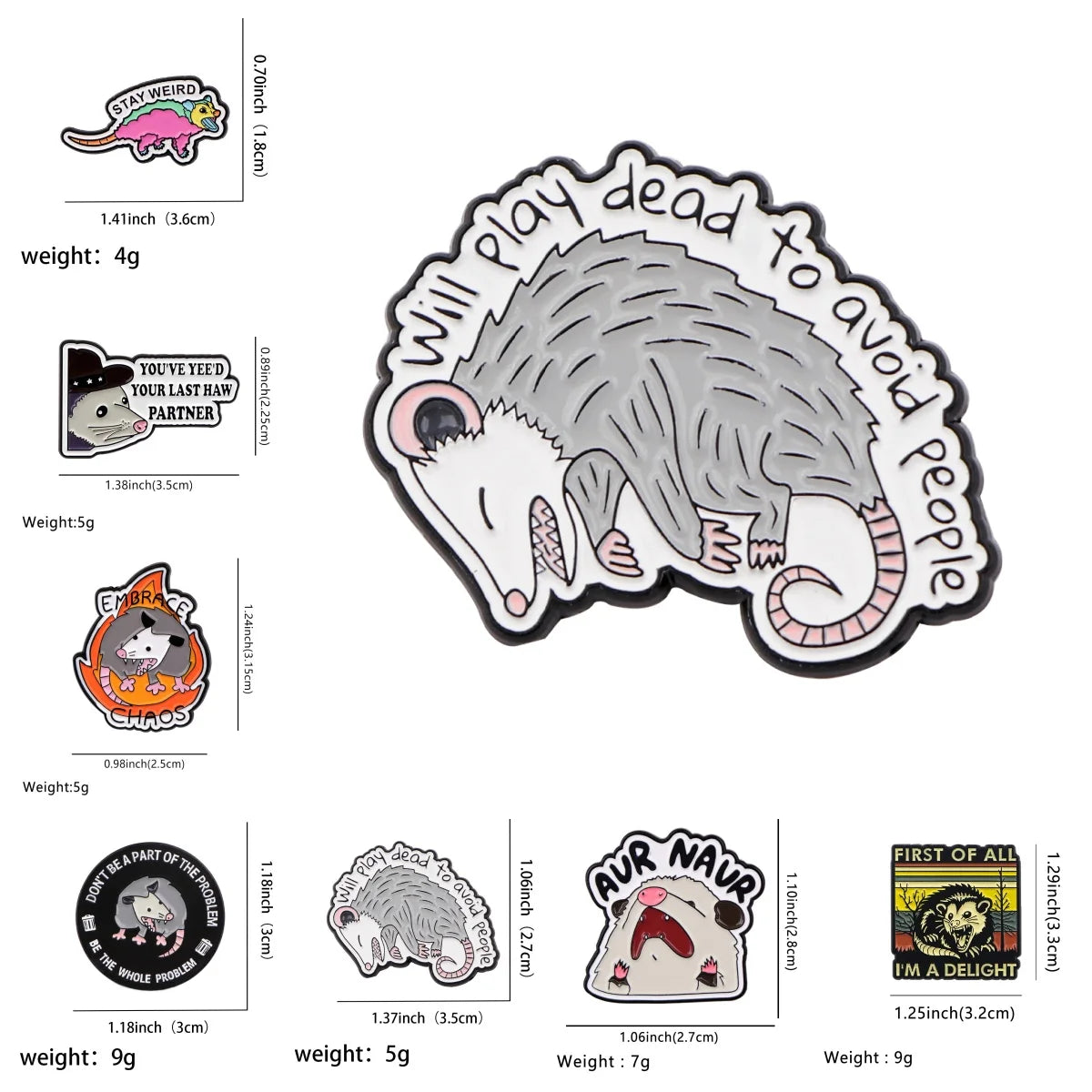 Cute Opossum Enamel Pin