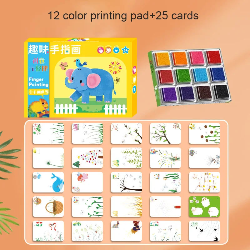 Kids Finger Paint Art Set with Stencils