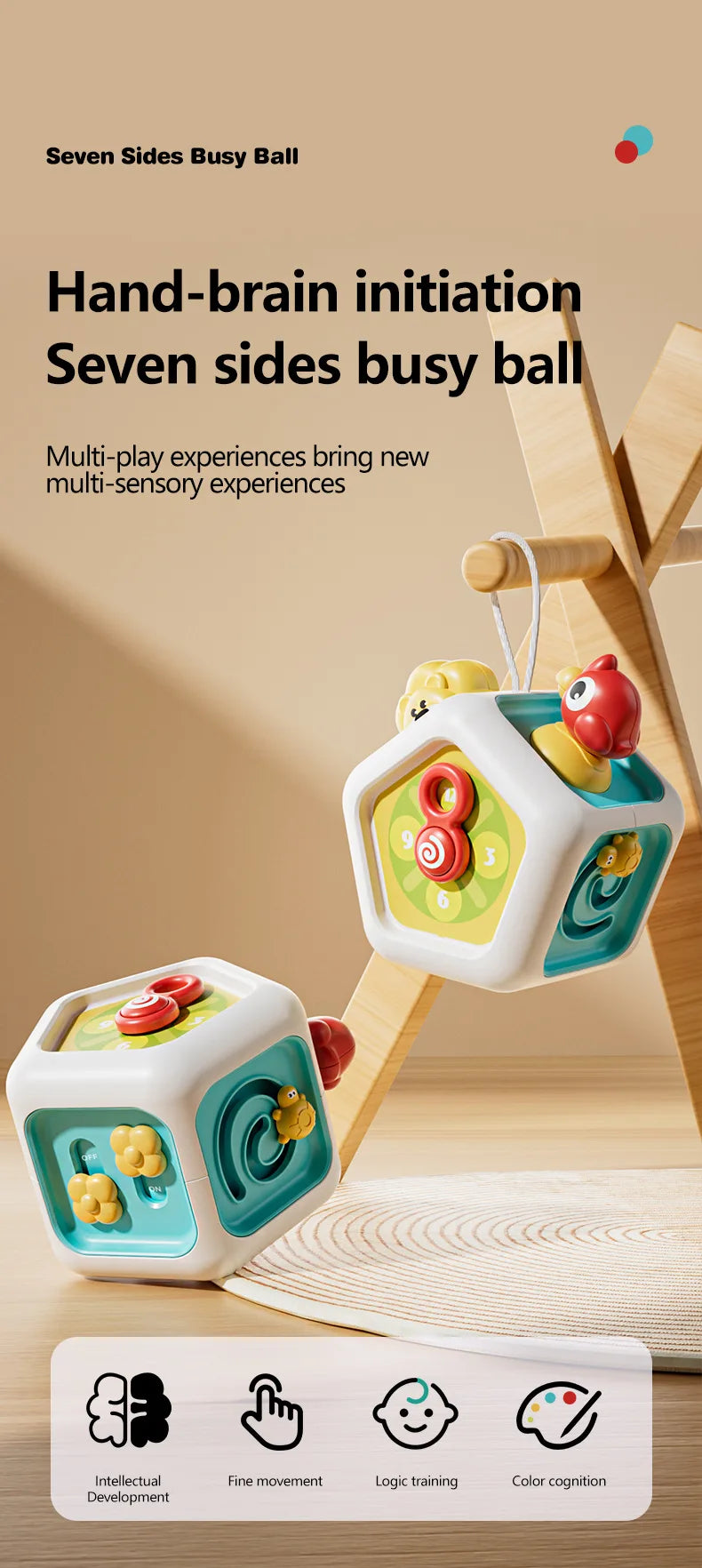 Montessori Busy Cube - Sensory Activity Toy for Toddlers