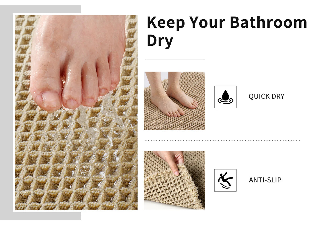 Waffle Weave Bath Mat with Non-Slip Backing