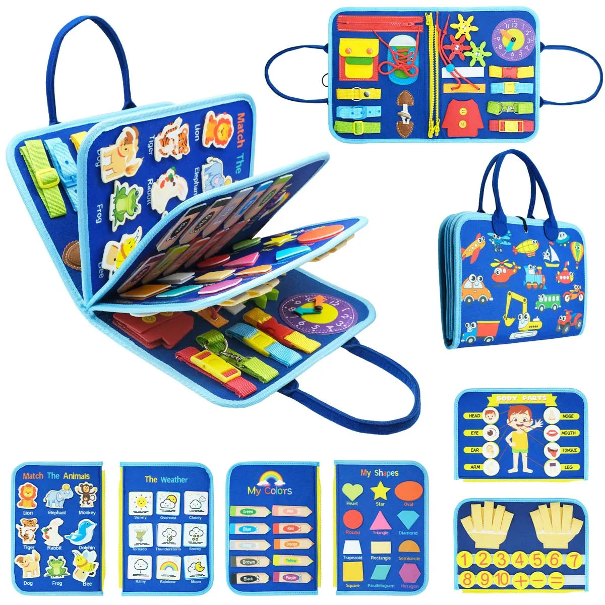 Montessori Busy Board – Dinosaur-Themed Sensory Learning Toy for Toddlers