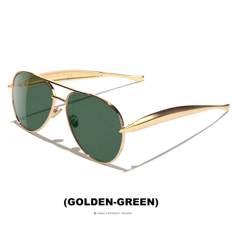 Oversized Aviator Sunglasses with Gradient Champagne Lenses