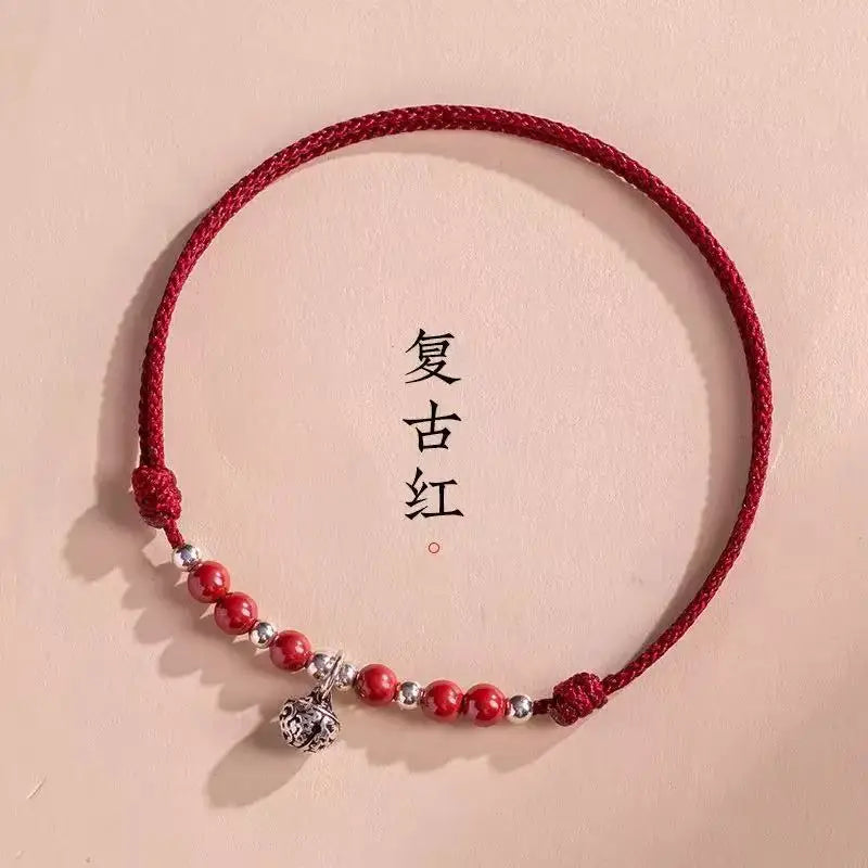 Handwoven Crystal Anklet with Natural Stone Charms