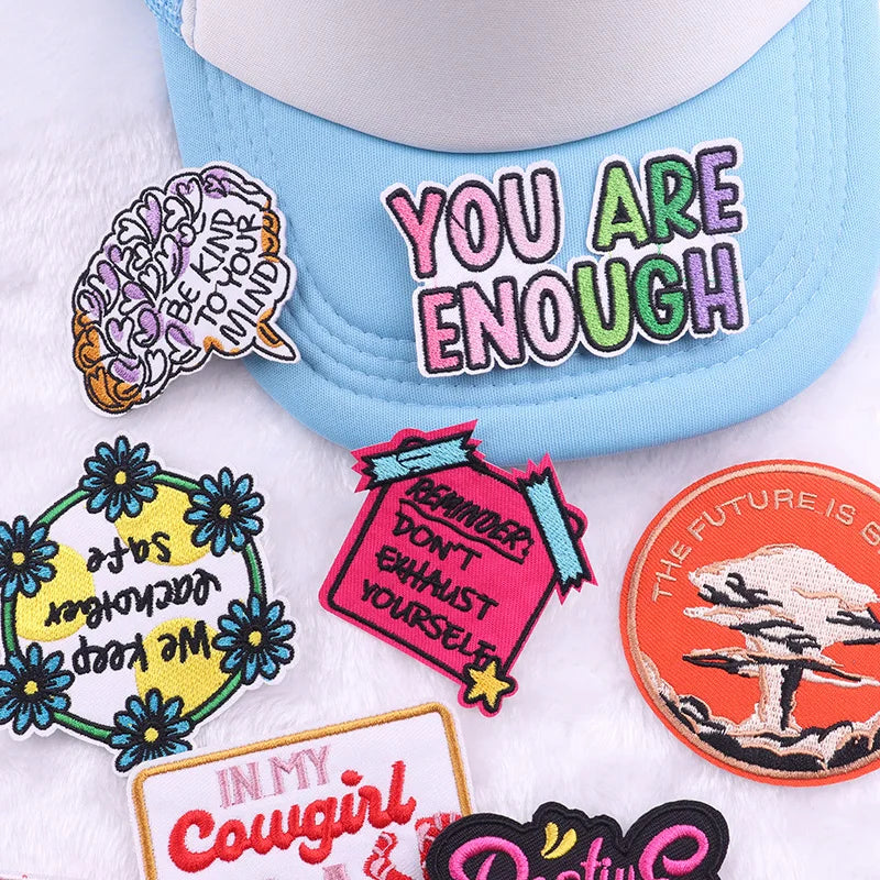 Encouraging Embroidery Iron-On Patches for Clothing and Accessories