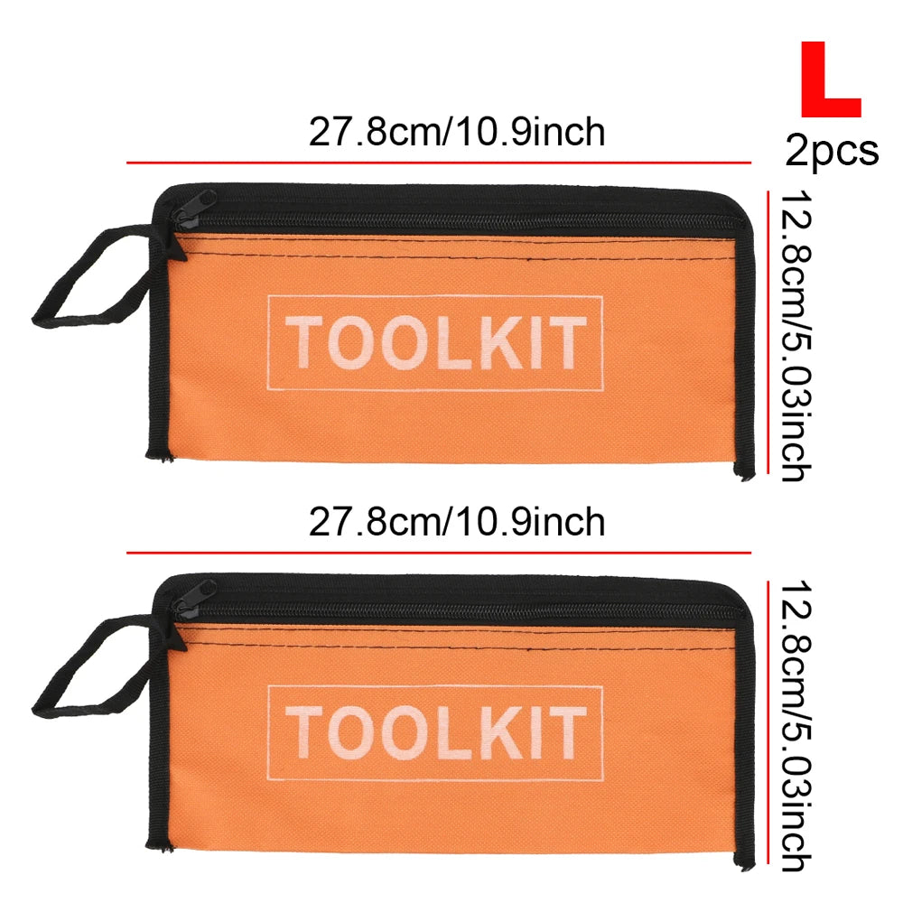 Two orange and black portable waterproof tool kits are shown side by side.