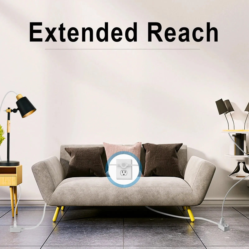 12-Foot Twin Extension Cord with 6 Outlets
