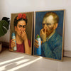 Mona Lisa Funny Bathroom Wall Art Canvas Print