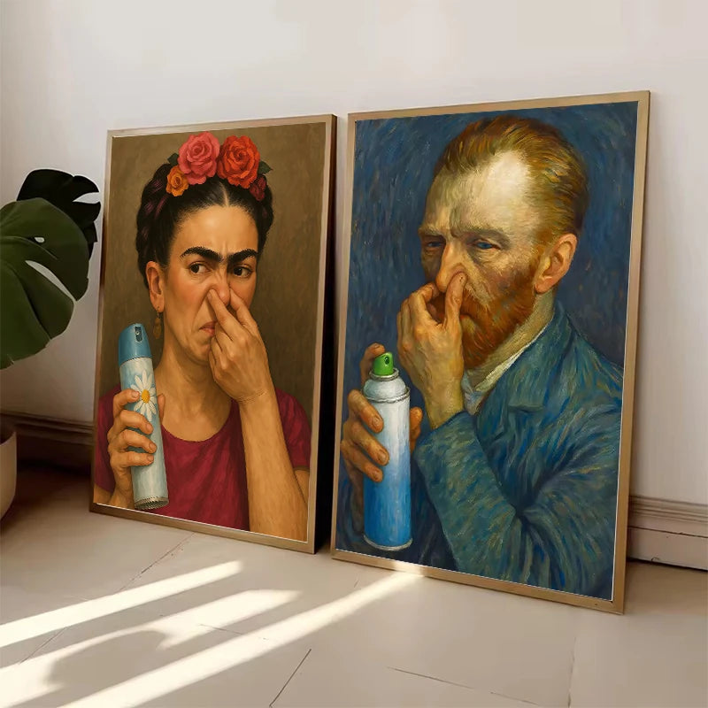Mona Lisa Funny Bathroom Wall Art Canvas Print