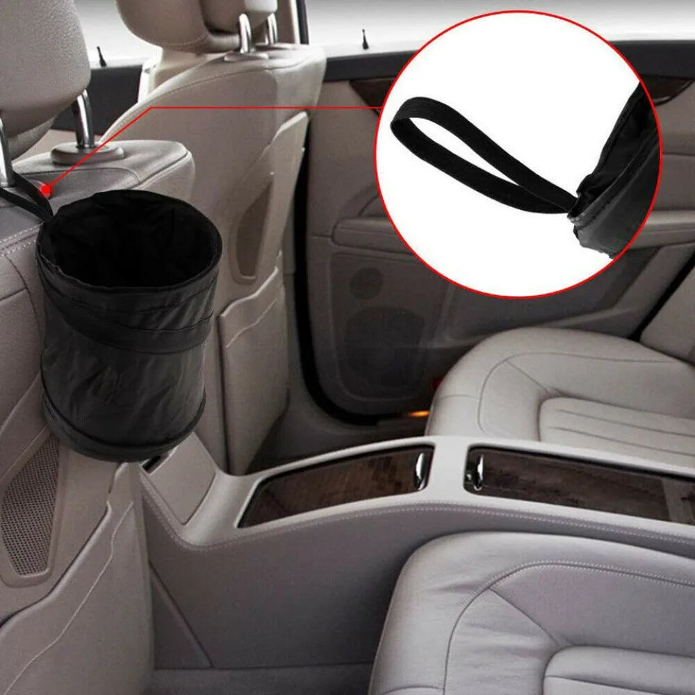 Waterproof Car Trash Can with Lid and Side Pocket