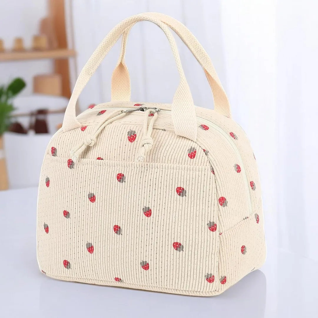 Insulated Corduroy Lunch Bag for Kids and Adults