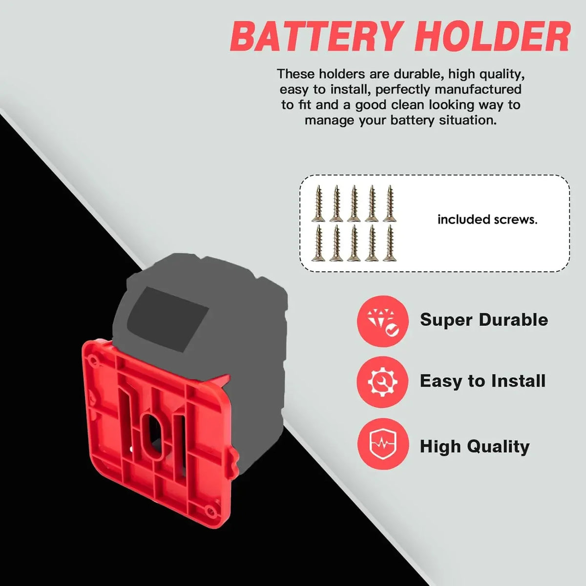 Wall-Mounted Battery Holder for Milwaukee M18 Batteries