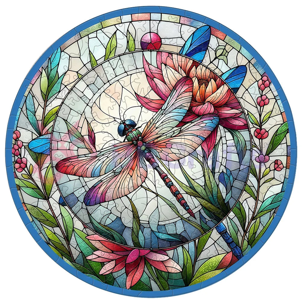 Wooden Dragonfly Scenery Puzzle – 3D Animal Jigsaw for Kids & Adults