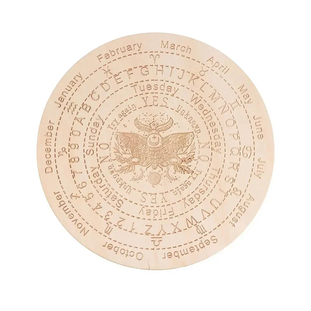 Wooden Pendulum Board with Celestial Design for Divination and Home Decor
