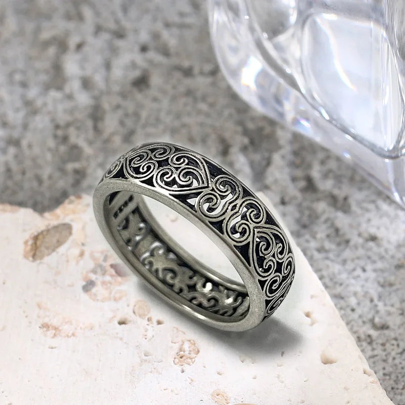 Vintage Hollow Floral Sterling Silver Ring