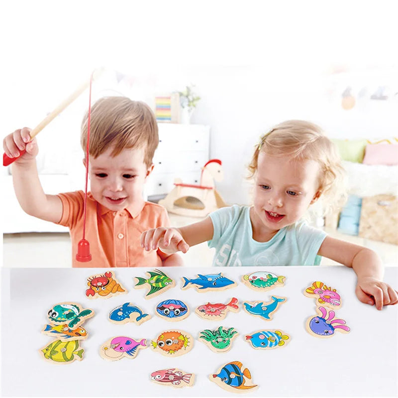 Wooden Magnetic Fishing Game for Toddlers