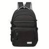 A black backpack with gray accents is shown from the back view.