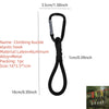 A black climbing buckle elastic hook product with dimensions 16cm long.