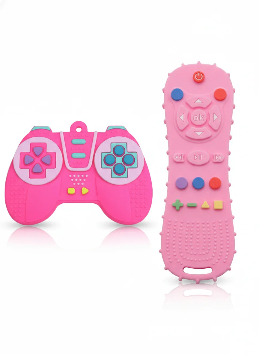 2-Piece Baby Teether Set – Silicone Remote & Game Controller