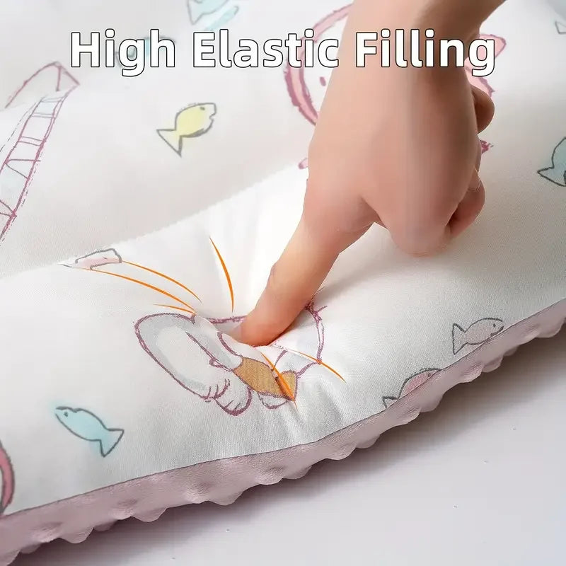 Reversible Baby Pillow with Cartoon Animal Patterns
