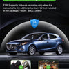 A blue Mazda CX-5 SUV is shown with a 24 Hours Parking Monitor system installed, featuring motion detection and time lapse re