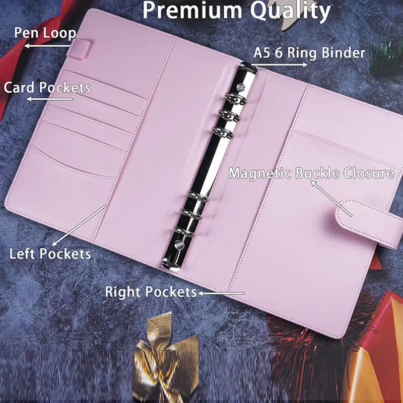 A5 PU Leather Photo & Card Organizer Binder with 4-Pocket Sleeves